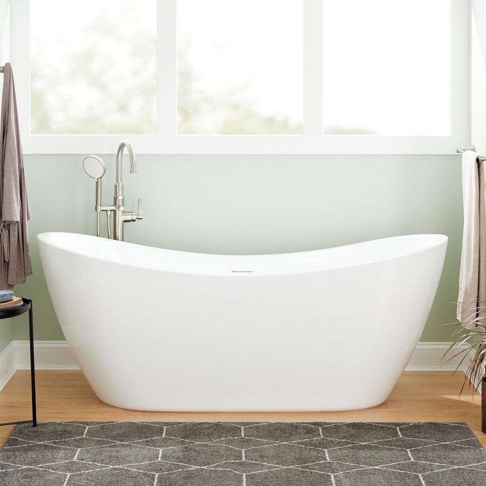 Signature Hardware White 72 x 28-1/4 in. Freestanding Bathtub with Center Drain 