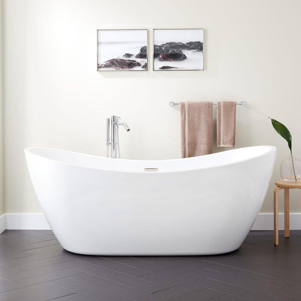 Signature Hardware White 72 x 28-1/4 in. Freestanding Bathtub with Center Drain 