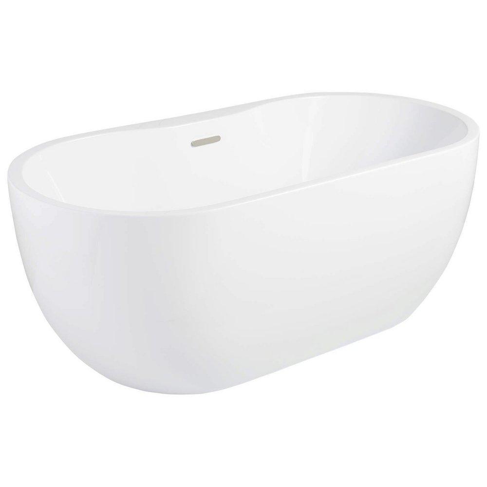 Signature Hardware White 64-3/4 x 29-1/2 in. Freestanding Bathtub with Offset Drain 
