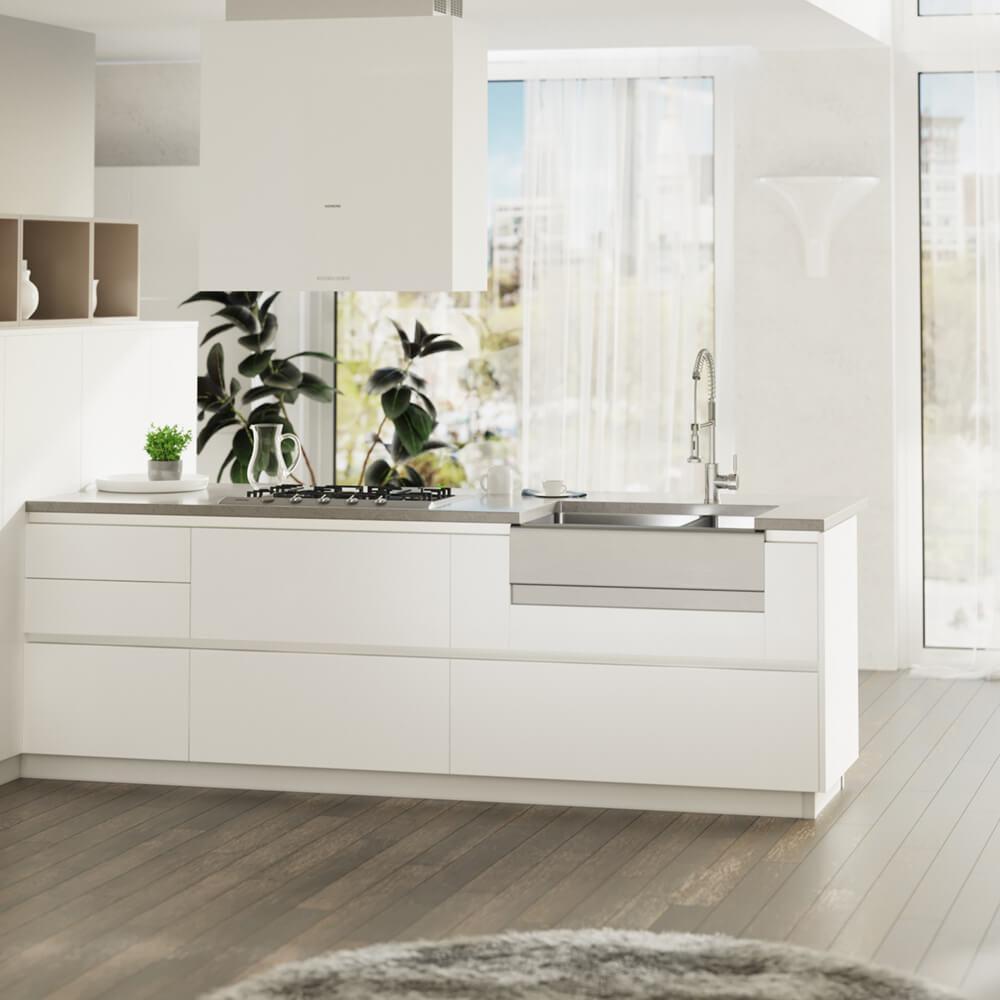 Rene Sinks 32-3/4 x 20 in. No Hole 2 Bowl Farmhouse Kitchen Sink 