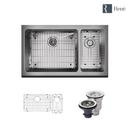 Rene Sinks 32-3/4 x 20 in. No Hole 2 Bowl Farmhouse Kitchen Sink 