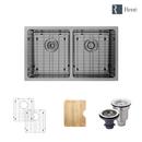 Rene Sinks Brushed Satin 31 x 18-1/8 in. No Hole Stainless Steel 2 Bowl Undermount Kitchen Sink 