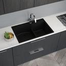Rene Sinks Carbon 33 x 22 in. 1 Hole Quartz 2 Bowl Drop-in Kitchen Sink 