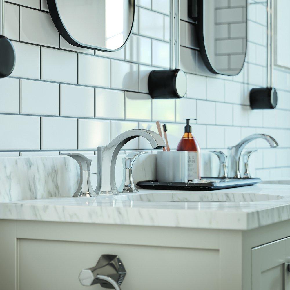 Hansgrohe Chrome Two Handle Widespread Bathroom Sink Faucet Lever Handle 