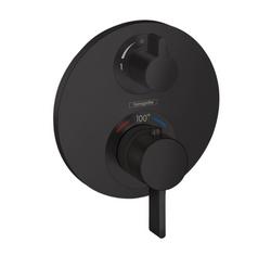 Two Handle Thermostatic Valve Trim with Volume Control in Matte Black