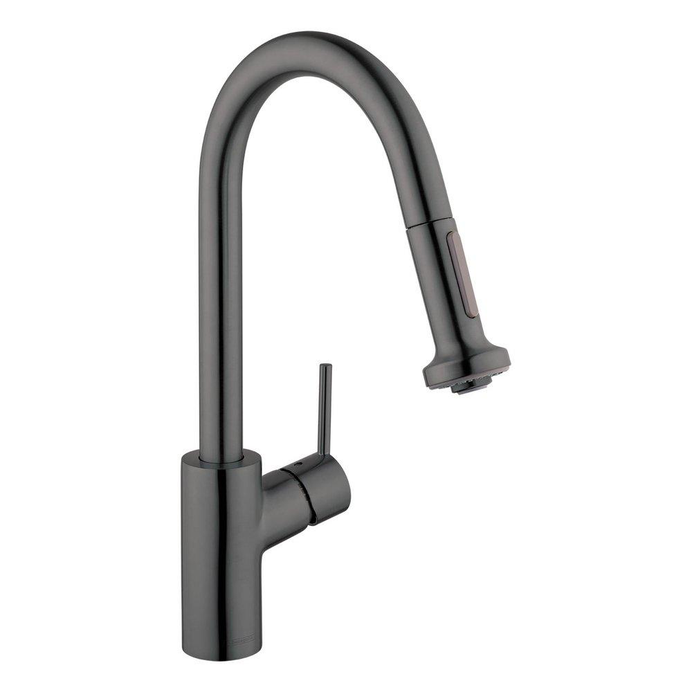 Hansgrohe Brushed Black Chrome Single Handle Pull Down Kitchen Faucet 