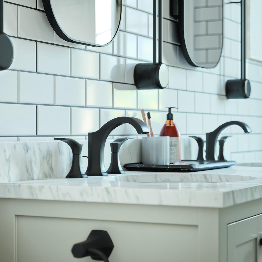 Hansgrohe Matte Black Two Handle Widespread Bathroom Sink Faucet Lever Handle 