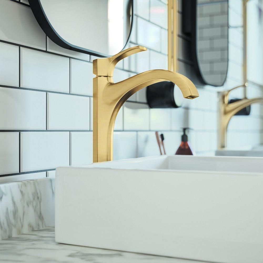 Hansgrohe Brushed Gold Optic Single Handle Bathroom Sink Faucet Lever Handle 