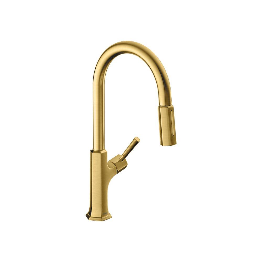 Hansgrohe Brushed Gold Optic Single Handle Pull Down Kitchen Faucet 