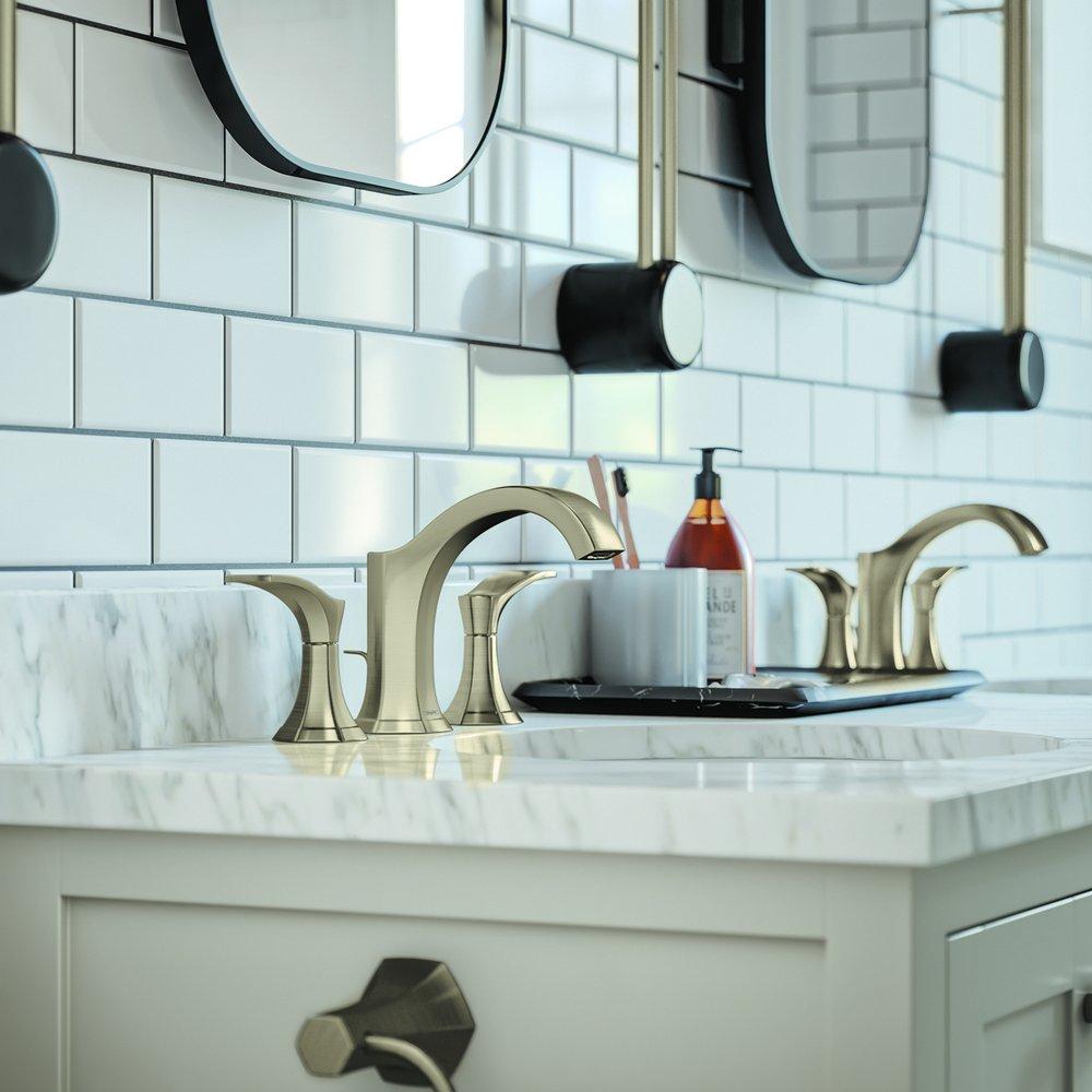 Hansgrohe Brushed Nickel Two Handle Widespread Bathroom Sink Faucet Lever Handle 