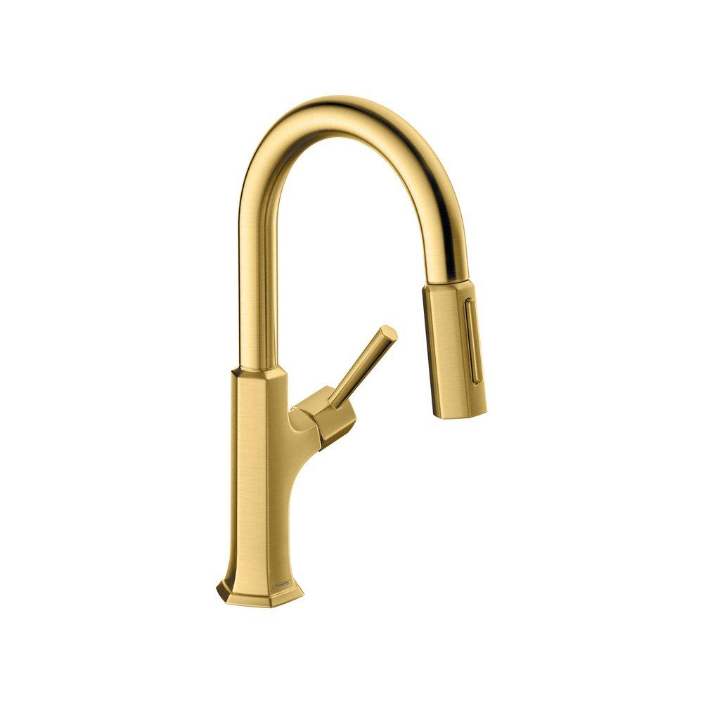 Hansgrohe Brushed Gold Optic Single Handle Pull Down Kitchen Faucet 
