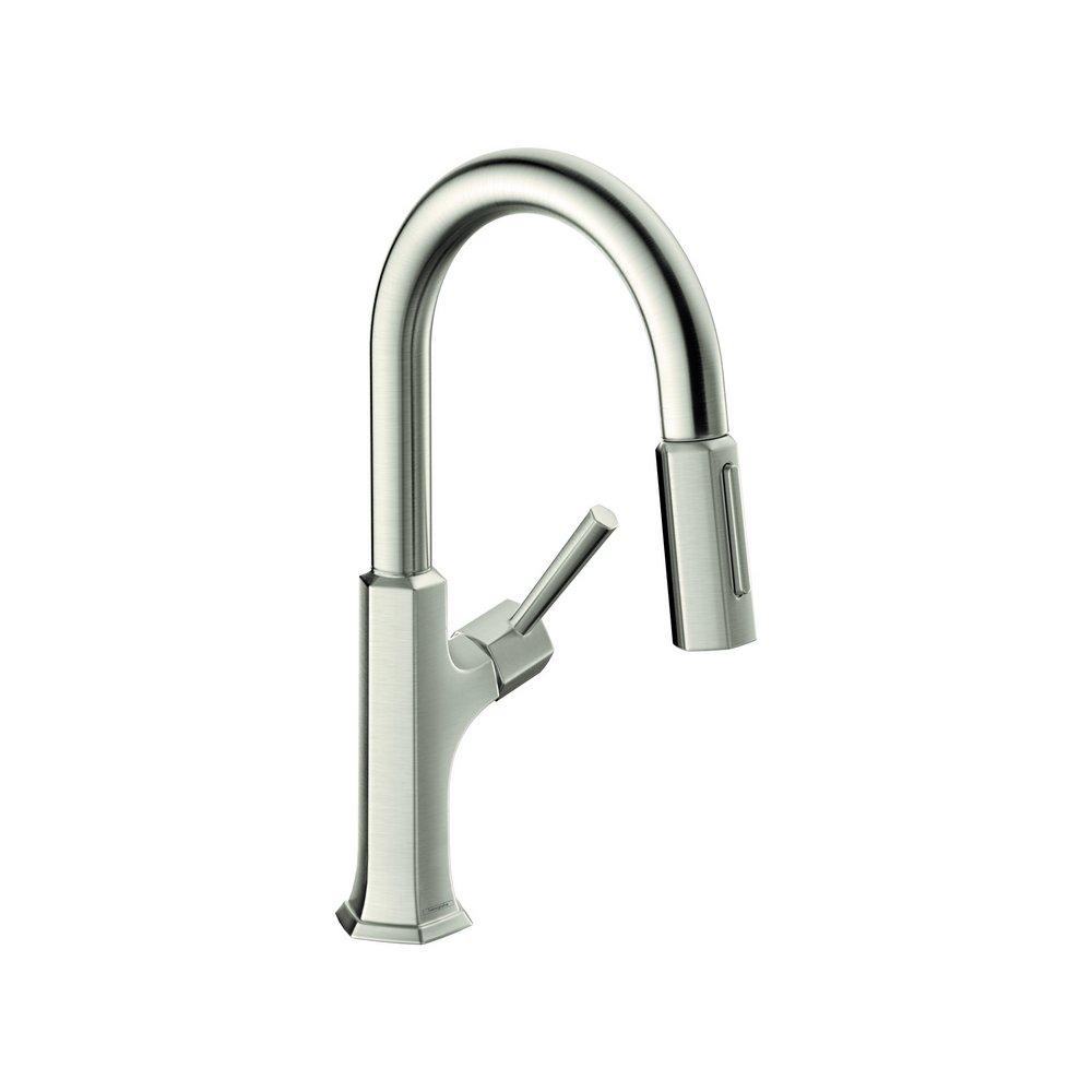 Hansgrohe Steel Optic Single Handle Pull Down Kitchen Faucet 