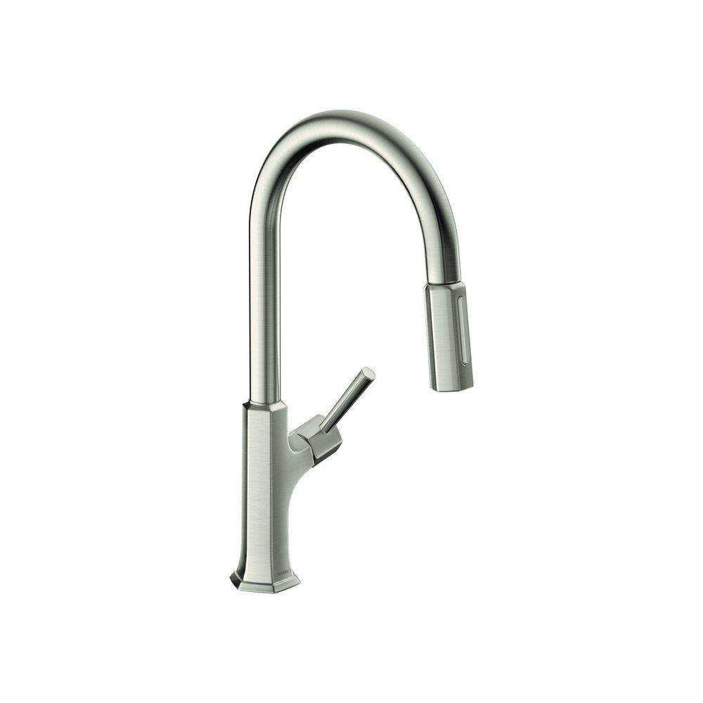 Hansgrohe Steel Optic Single Handle Pull Down Kitchen Faucet 