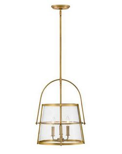 60W 3-Light Candelabra E-12 Pendant in Heritage Brass