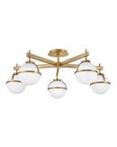 22.5W 5 Lights G9 LED Semi-Flush Mount Ceiling Fixture in Heritage Brass