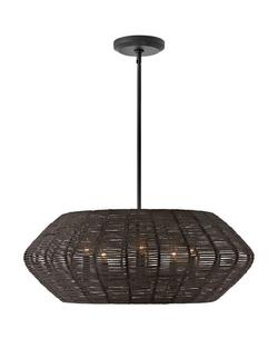 60W 5-Light Candelabra E-12 LED Pendant in Black