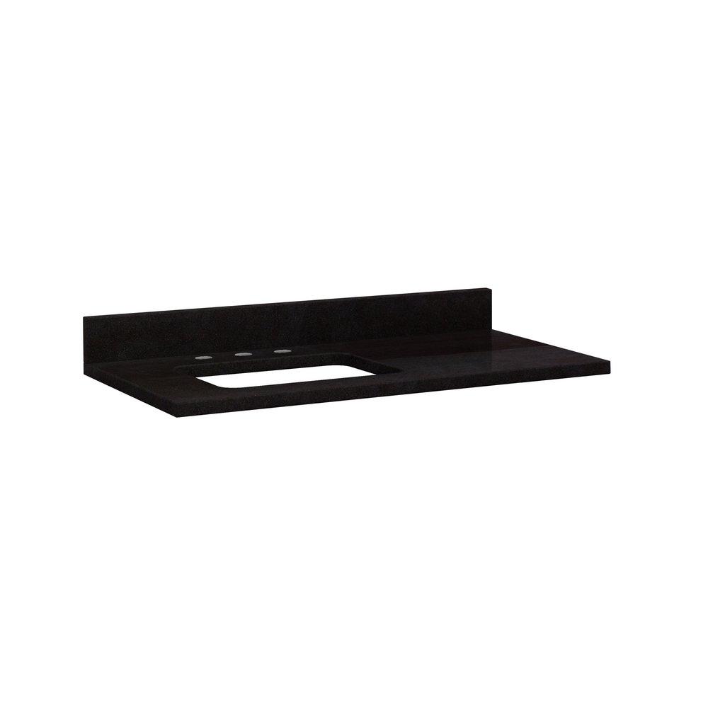 Signature Hardware Absolute Black 43 x 22 in. Single Bowl Granite Vanity Top 