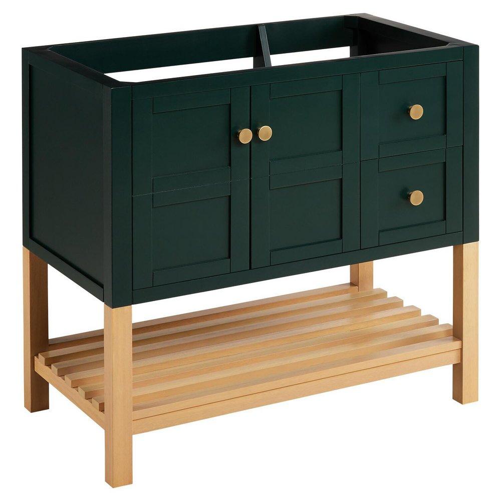 Signature Hardware Hunter Green/White Oak 36 in. Floor Mount Vanity 