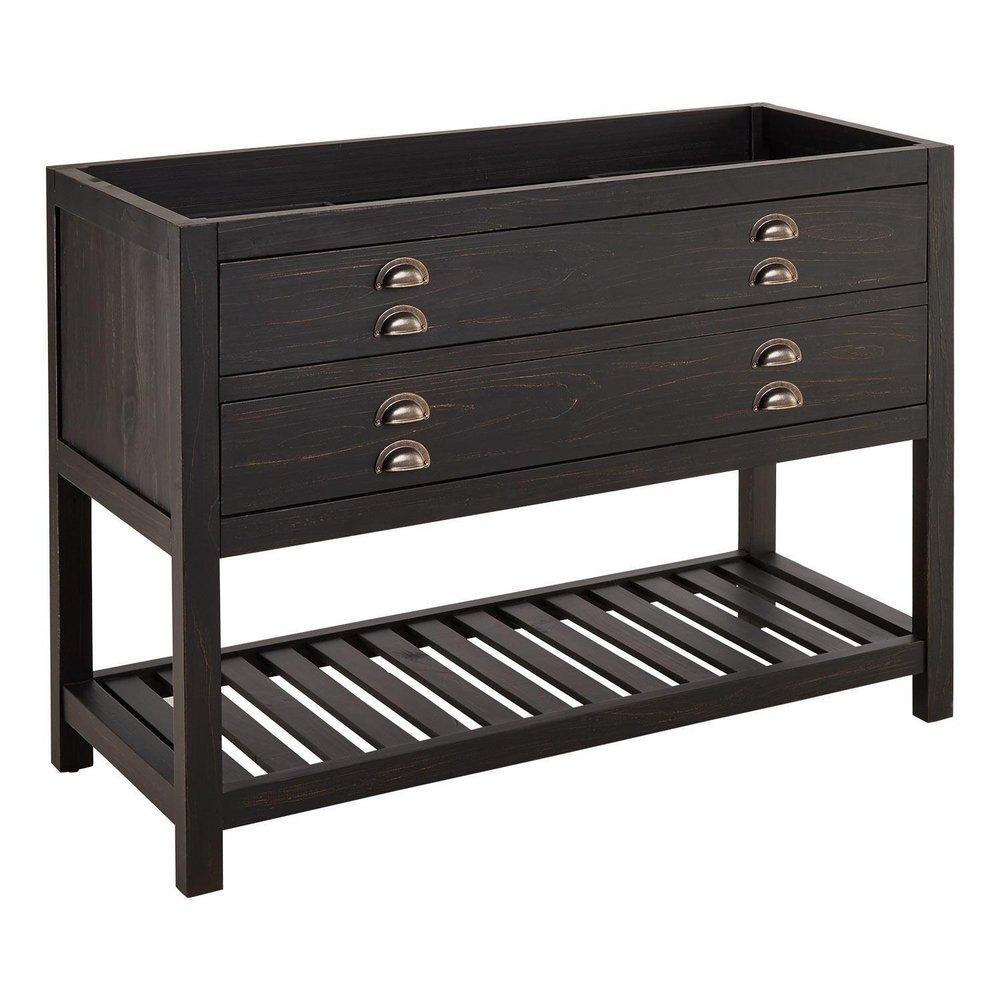 Signature Hardware Rustic Black 48 in. Floor Mount Vanity 