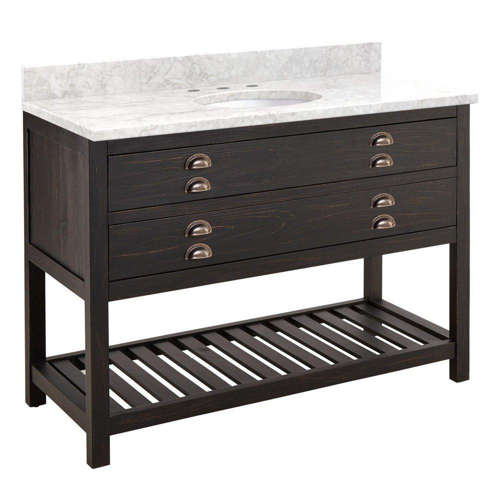 Signature Hardware Rustic Black 48 in. Floor Mount Vanity 