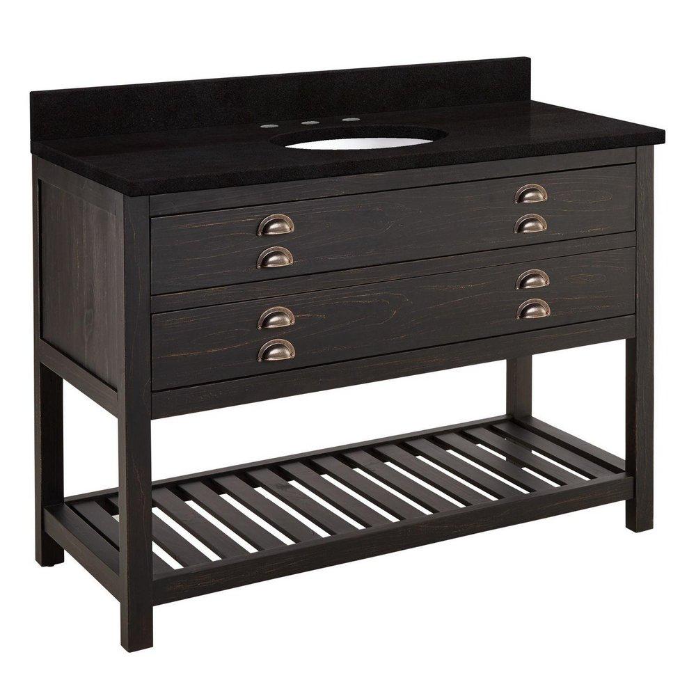 Signature Hardware Rustic Black 48 in. Floor Mount Vanity 