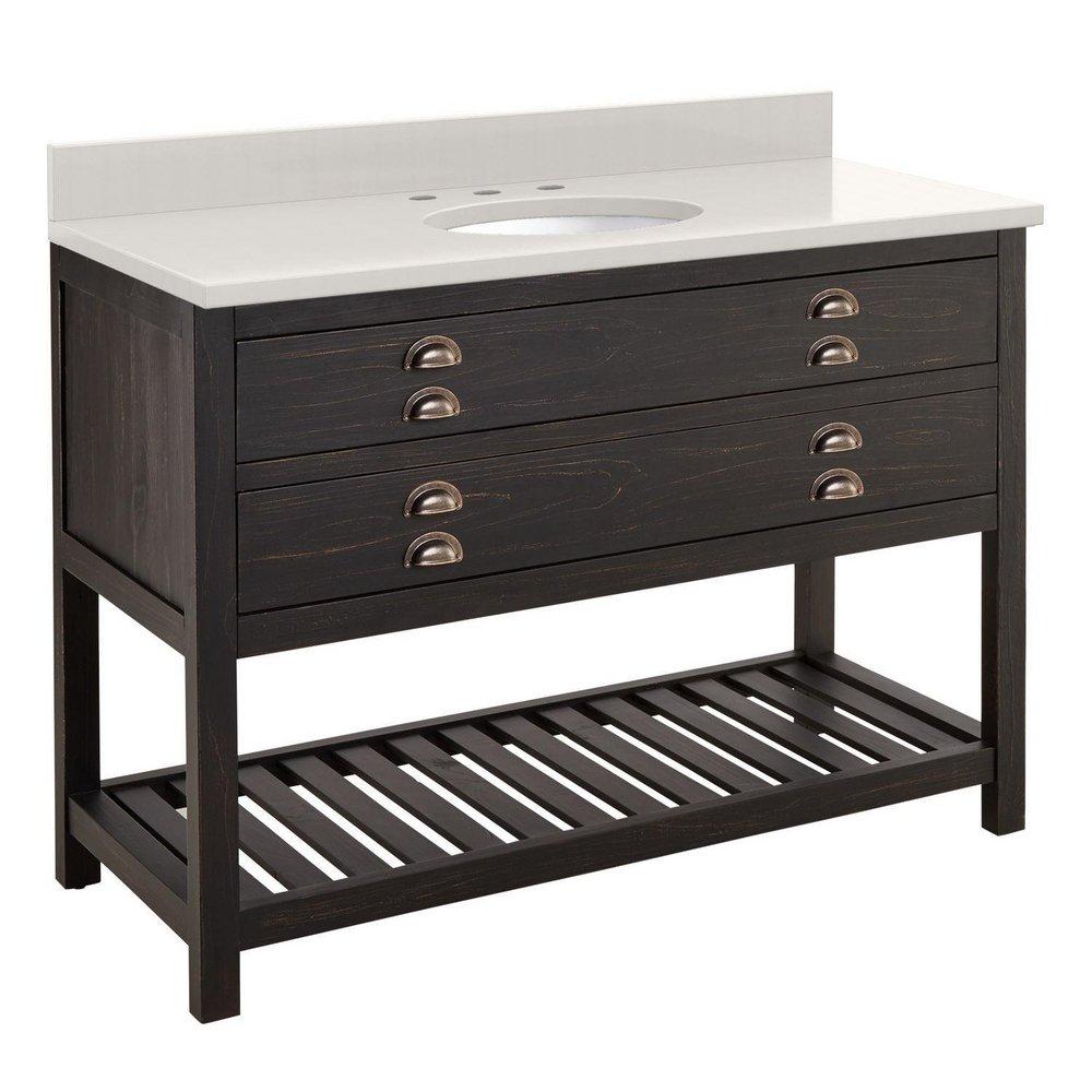 Signature Hardware Rustic Black 48 in. Floor Mount Vanity 