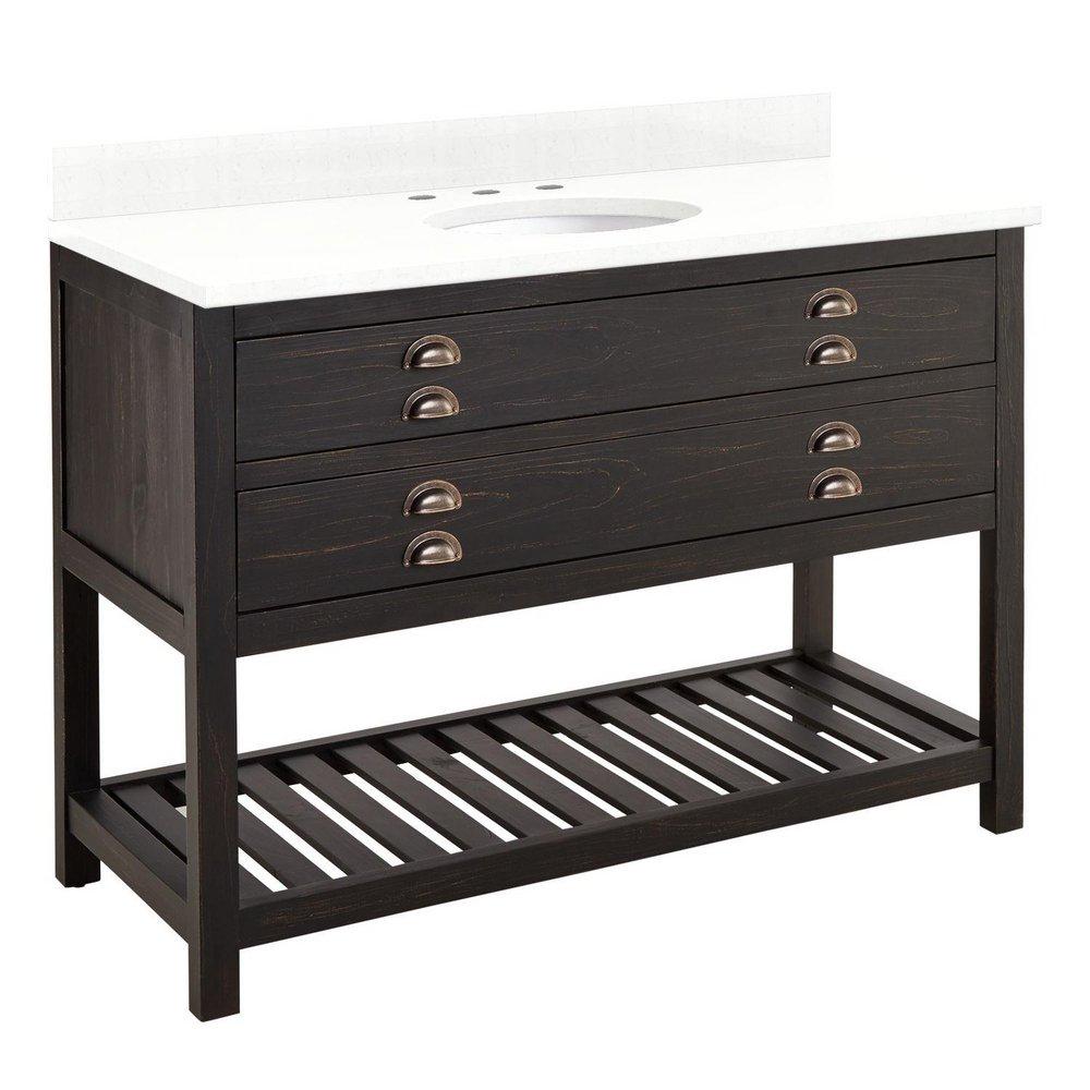 Signature Hardware Rustic Black 48 in. Floor Mount Vanity 