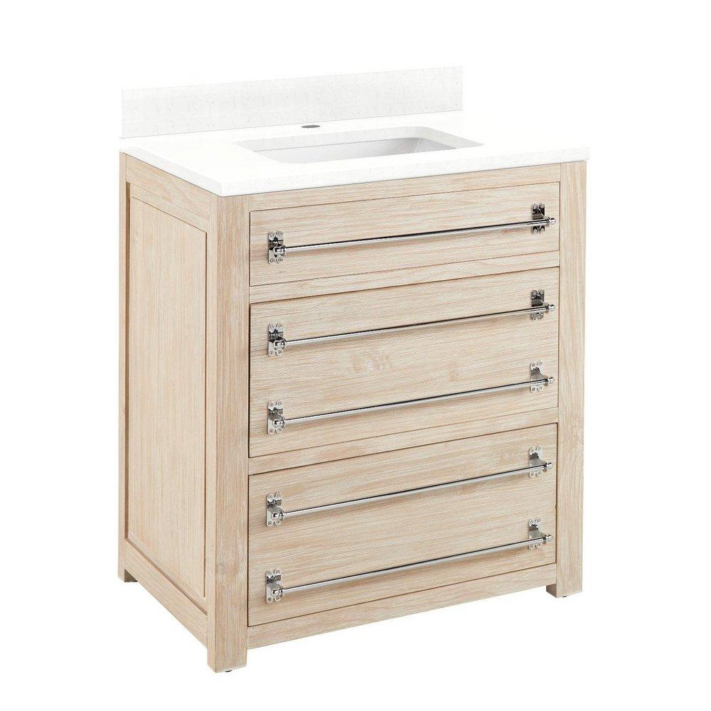 Signature Hardware Whitewash Pine 30 in. Floor Mount Vanity 