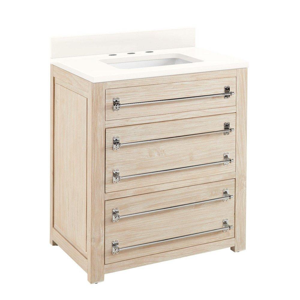Signature Hardware Whitewash Pine 30 in. Floor Mount Vanity 