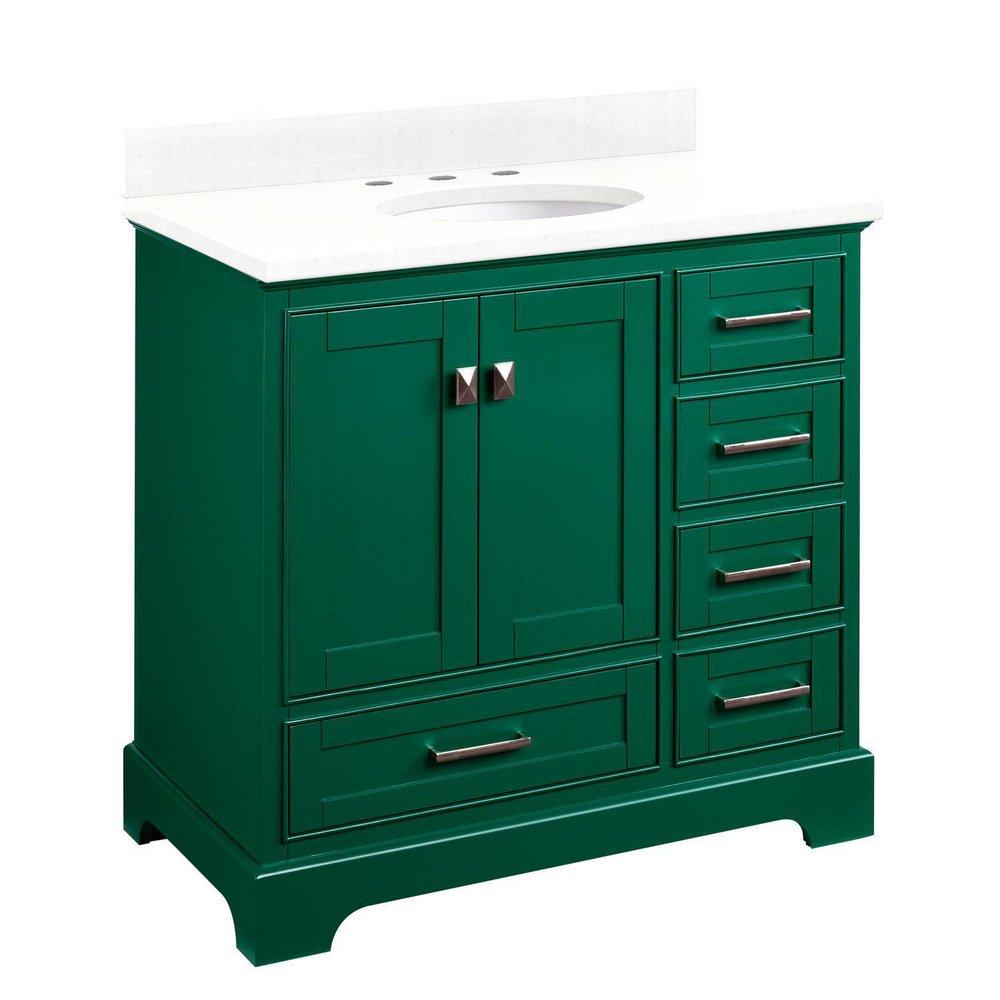 Signature Hardware Emerald Green 35-3/4 in. Floor Mount Vanity 