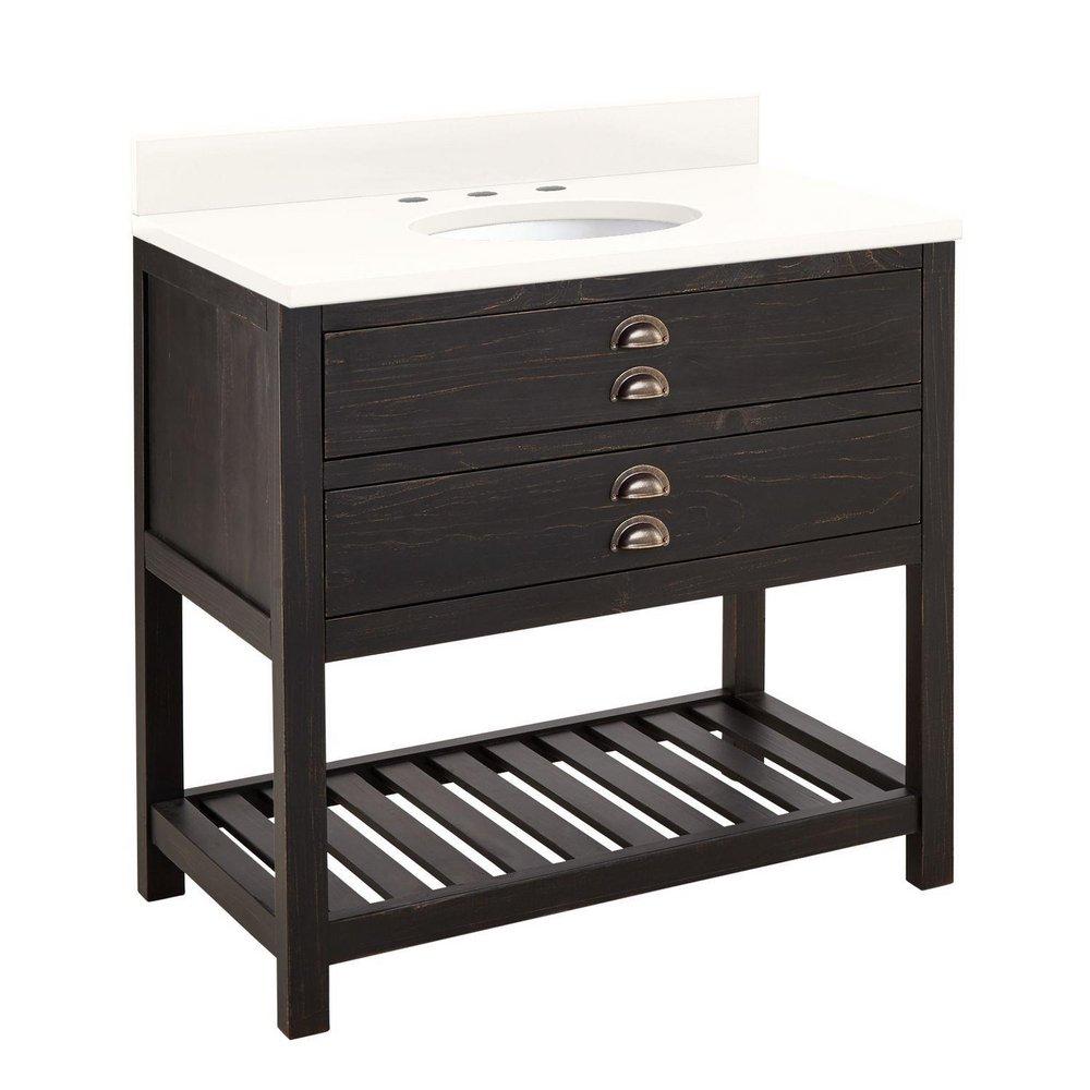 Signature Hardware Rustic Black 36 in. Floor Mount Vanity 