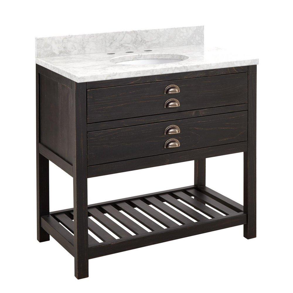 Signature Hardware Rustic Black 36 in. Floor Mount Vanity 