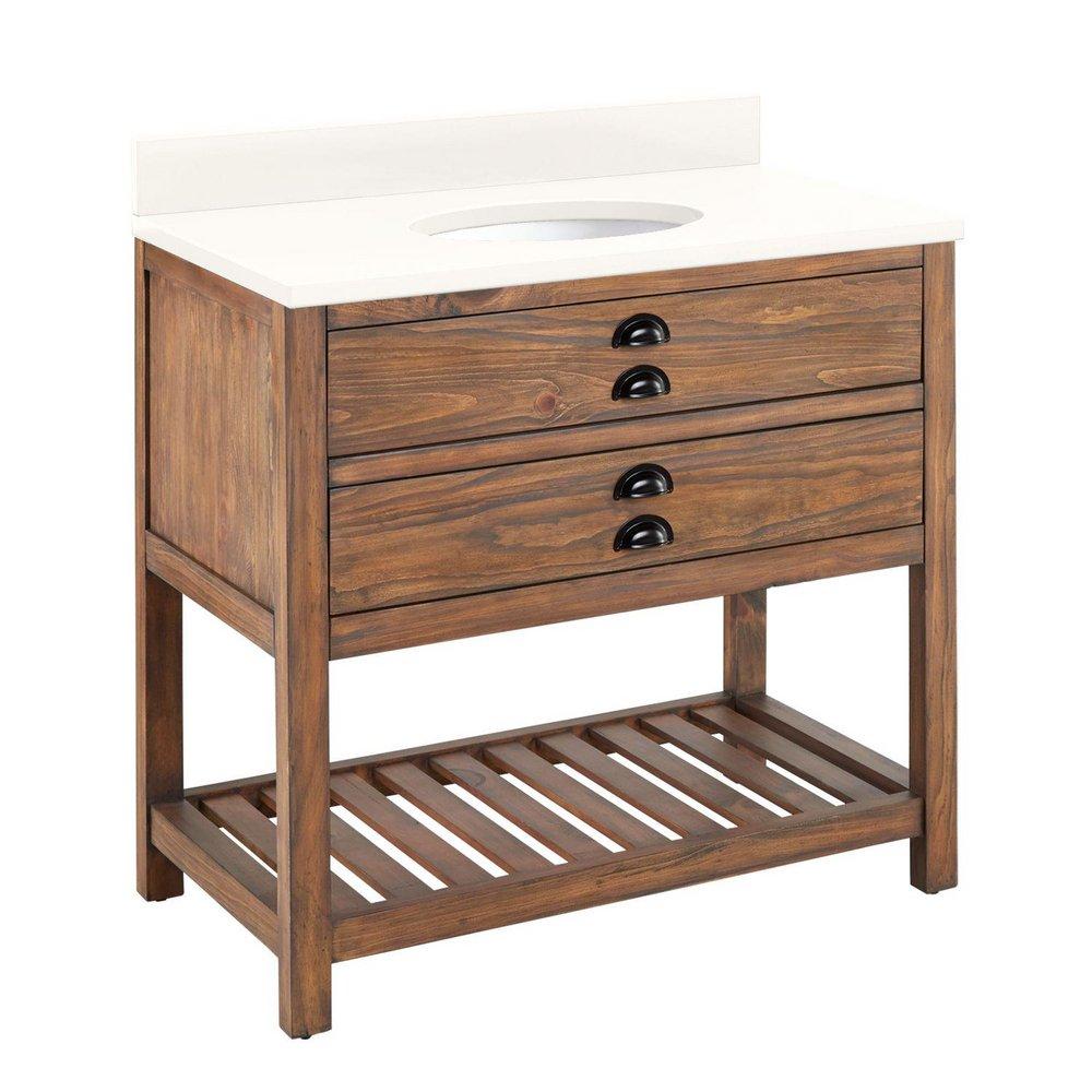 Signature Hardware Farmhouse Brown 36 in. Floor Mount Vanity 
