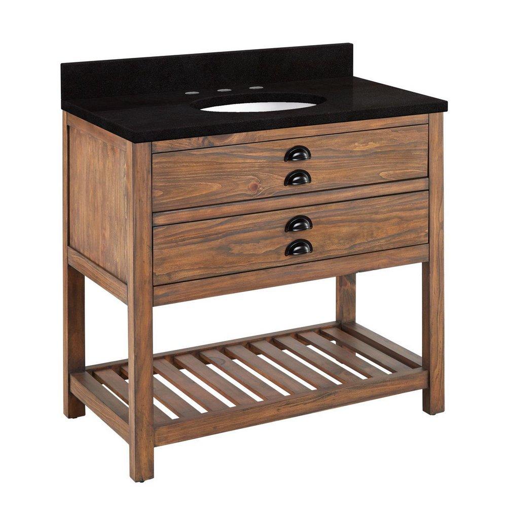 Signature Hardware Farmhouse Brown 36 in. Floor Mount Vanity 