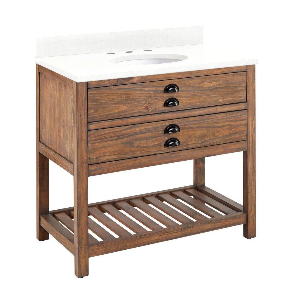 Signature Hardware Farmhouse Brown 36 in. Floor Mount Vanity 