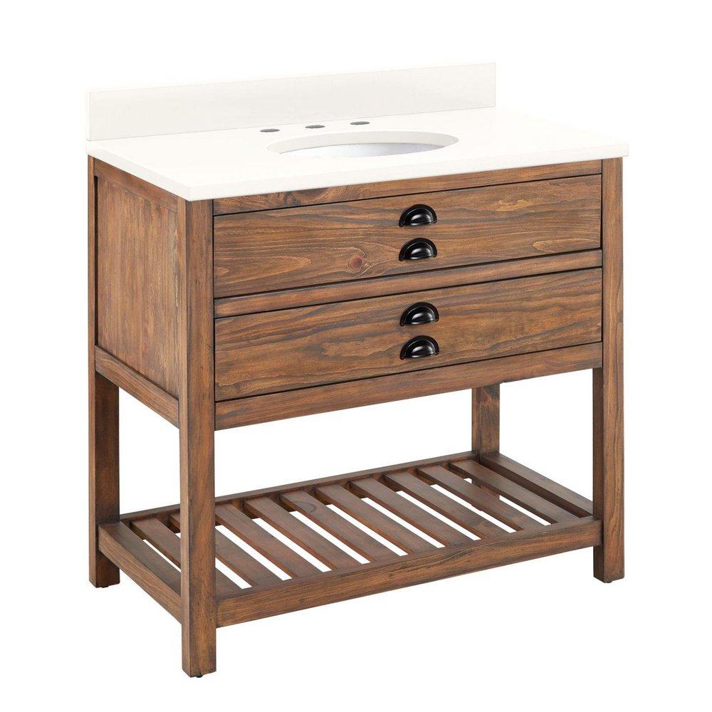 Signature Hardware Farmhouse Brown 36 in. Floor Mount Vanity 