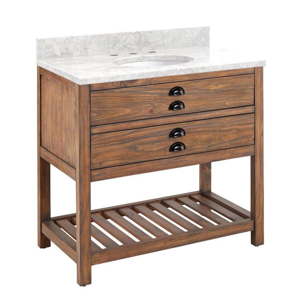 Signature Hardware Farmhouse Brown 36 in. Floor Mount Vanity 
