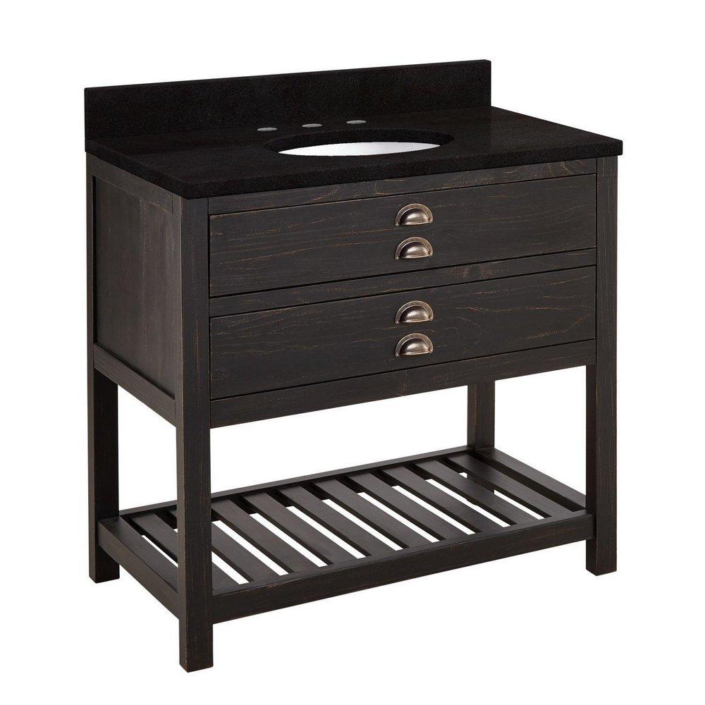 Signature Hardware Rustic Black 36 in. Floor Mount Vanity 