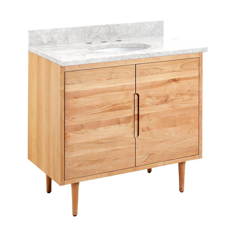 Signature Hardware Natural Teak 36-1/8 in. Floor Mount Vanity 