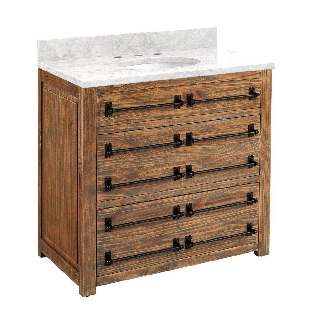 Signature Hardware Grey Wash 36 in. Floor Mount Vanity 