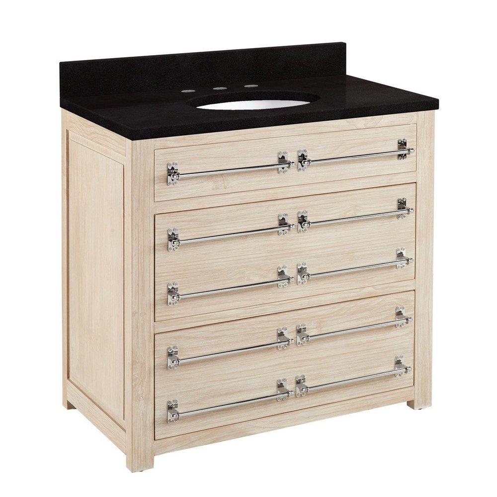 Signature Hardware Whitewash Pine 36 in. Floor Mount Vanity 