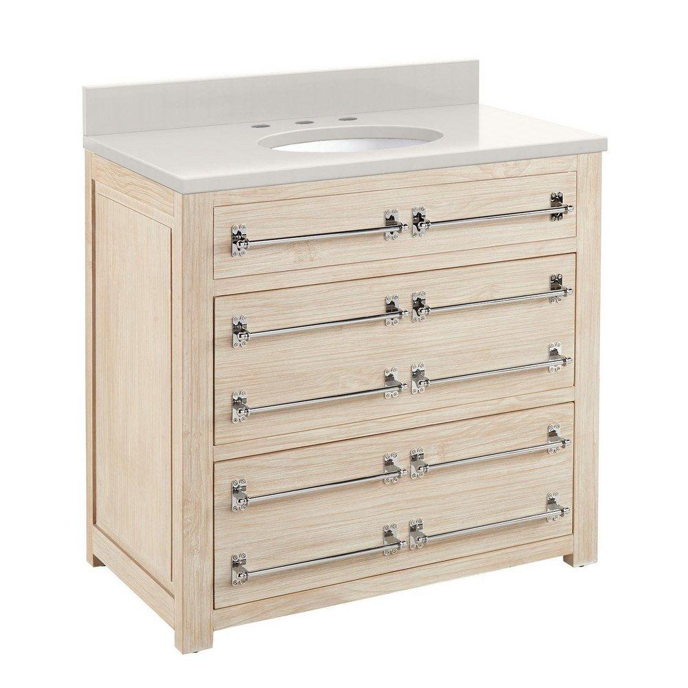 Signature Hardware Whitewash Pine 36 in. Floor Mount Vanity 