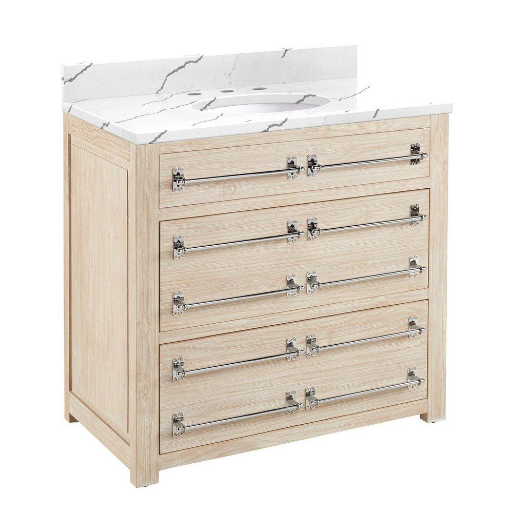 Signature Hardware Whitewash Pine 36 in. Floor Mount Vanity 