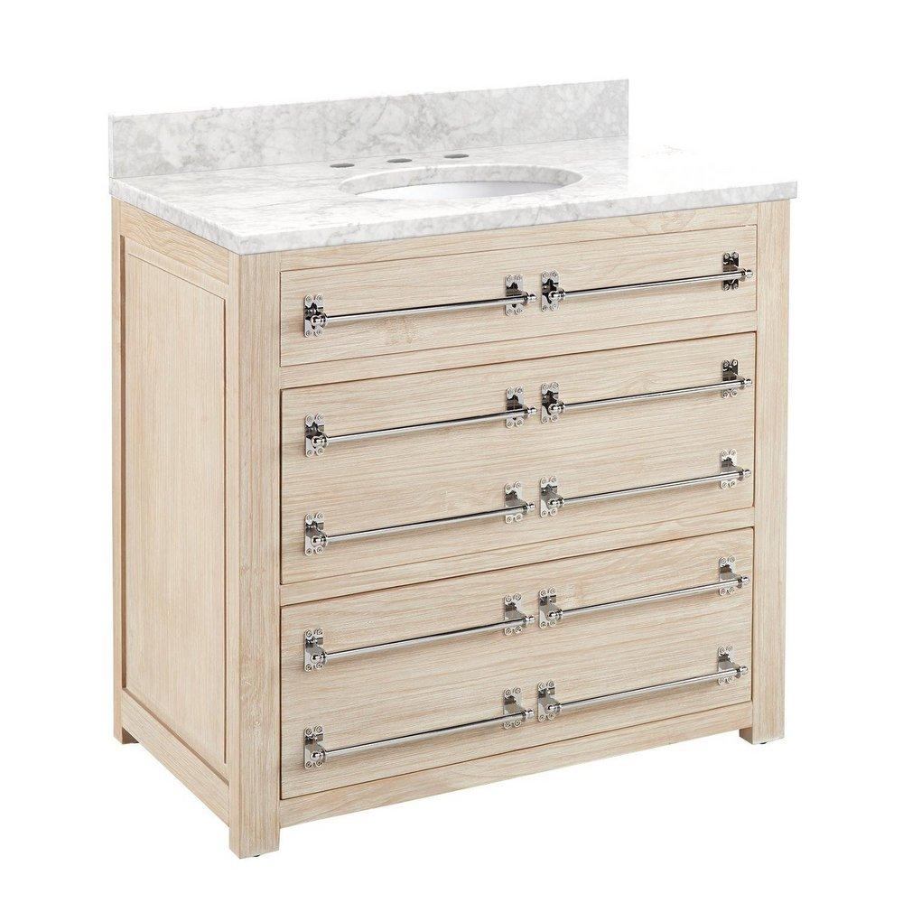 Signature Hardware Whitewash Pine 36 in. Floor Mount Vanity 