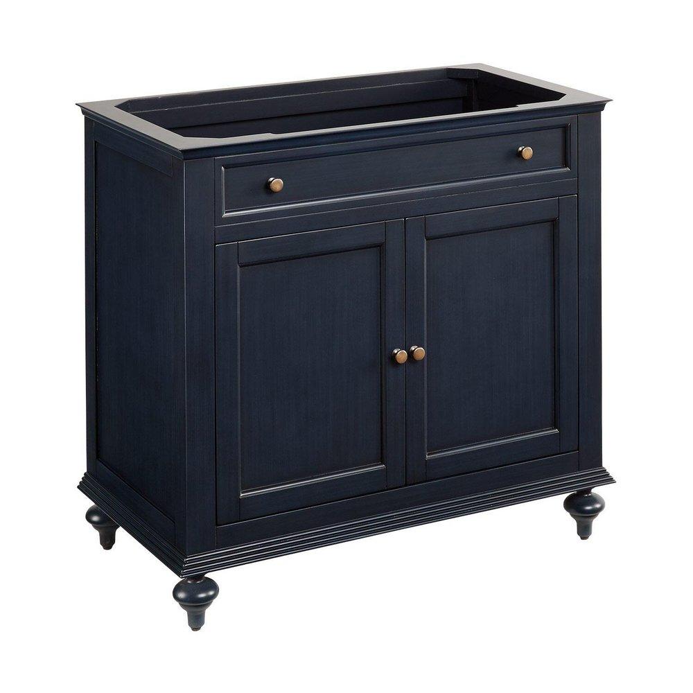 Signature Hardware Vintage Navy Blue 36-1/4 in. Floor Mount Vanity 