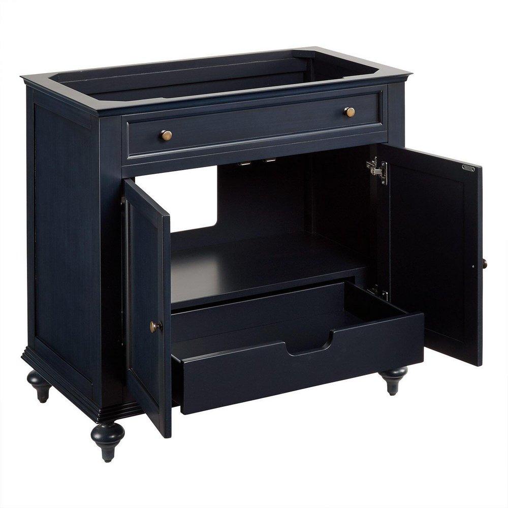 Signature Hardware Vintage Navy Blue 36-1/4 in. Floor Mount Vanity 