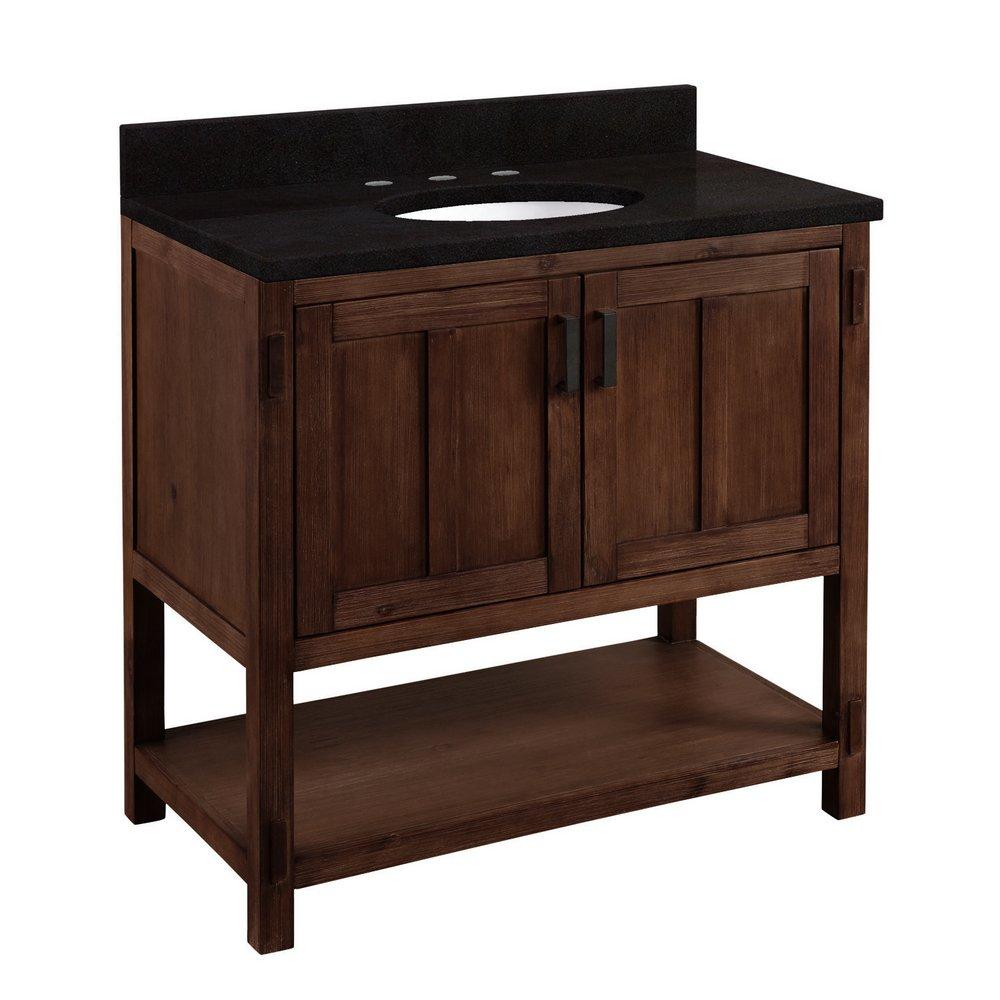 Signature Hardware Absolute Black 36 in. Floor Mount Vanity 