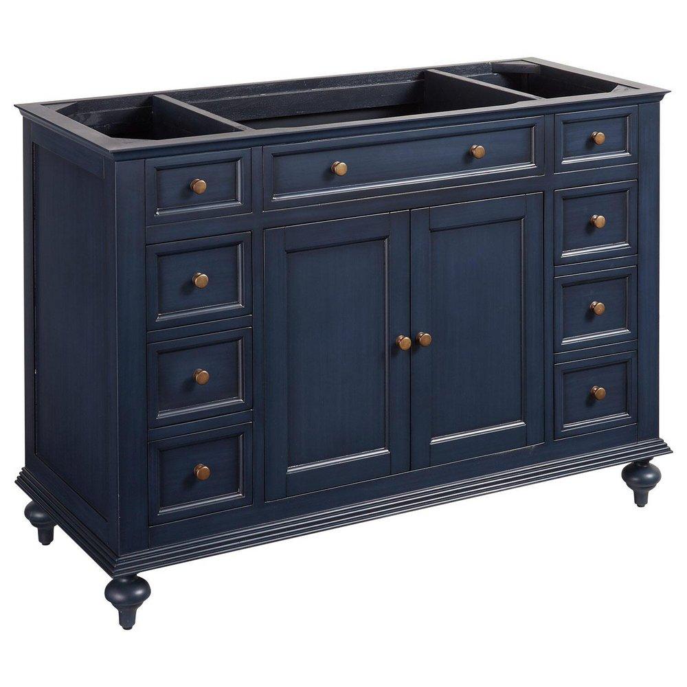 Signature Hardware Vintage Navy Blue 48 in. Floor Mount Vanity 