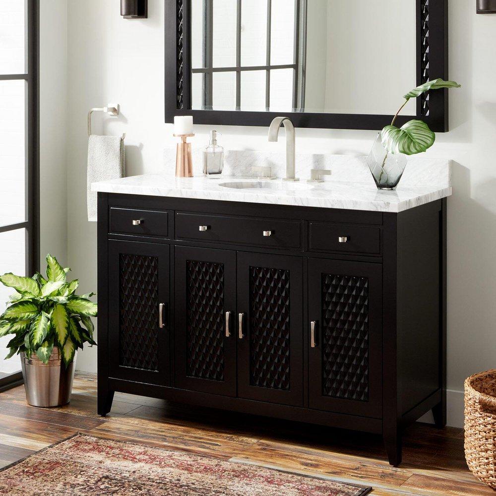 Signature Hardware Black 48 in. Floor Mount Vanity 