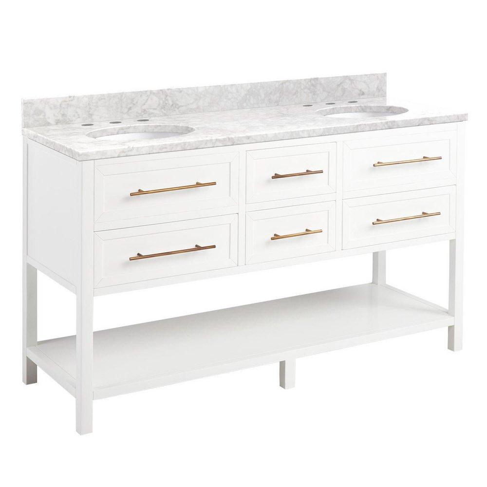 Signature Hardware Bright White 60 in. Floor Mount Vanity 